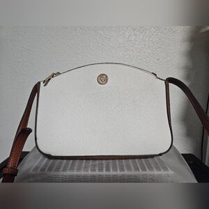 Anne Klein White and Brown Crossbody Bag Minimalist Design